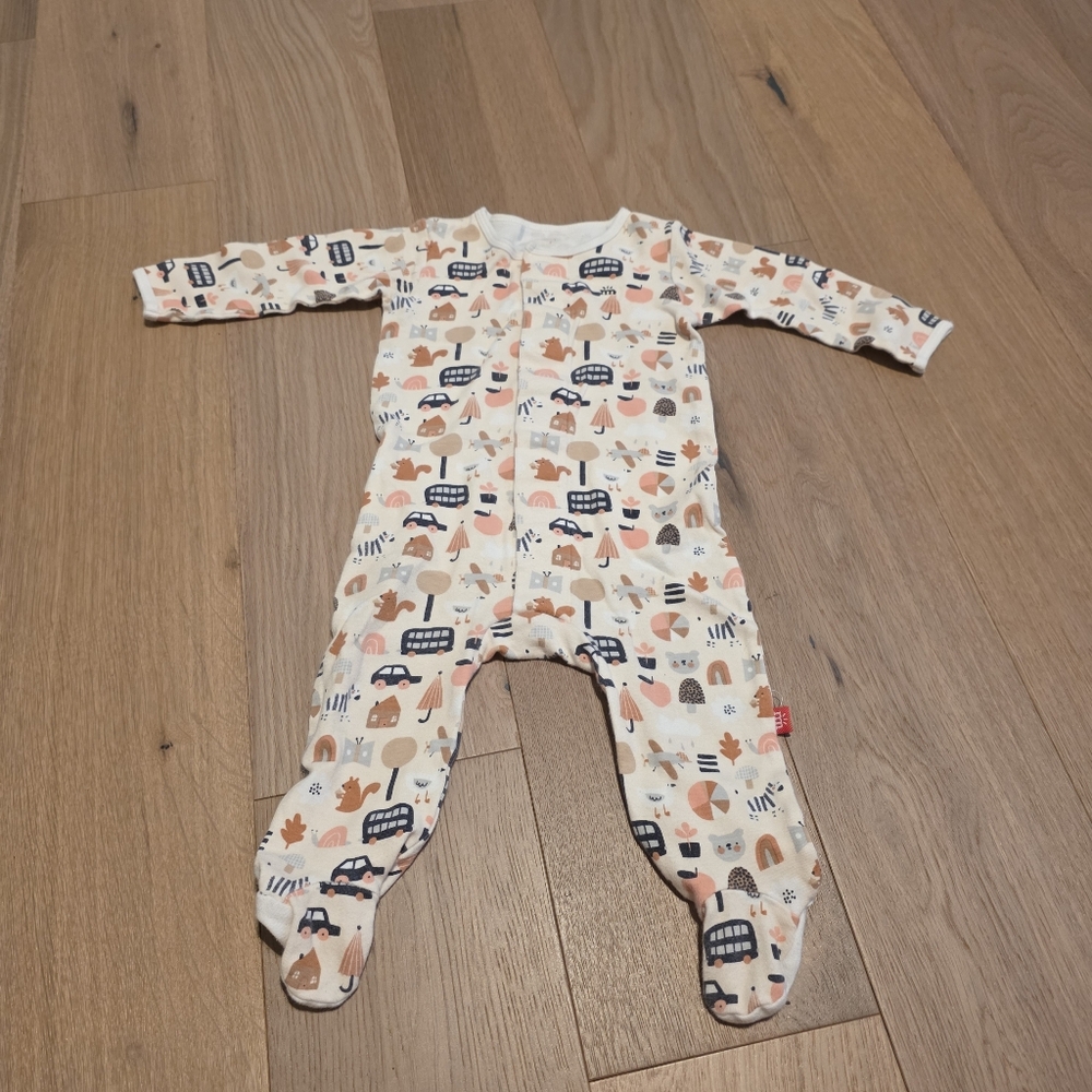 Magnetic Me Cream Footie with Fun Print